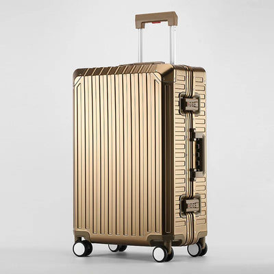 VALISE CABINE ALUMINIUM GOLD - Roues 360° - TSA Intégrés