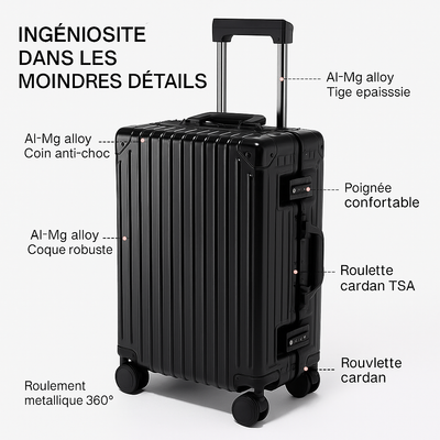 VALISE CABINE ALUMINIUM GOLD - Roues 360° - TSA Intégrés